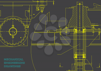 Blueprints. Engineering backgrounds. Mechanical engineering drawings. Cover. Banner. Technical Design. Gray