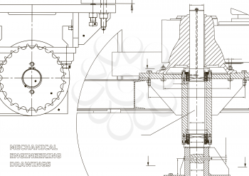 Blueprints. Engineering backgrounds. Mechanical engineering drawings. Cover. Banner. Technical Design. White