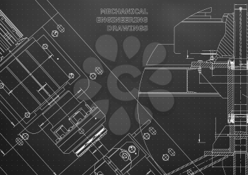 Blueprints. Mechanical construction. Technical Design. Cover. Banner. Black. Points