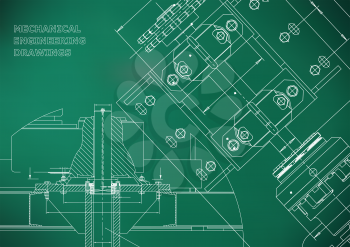 Blueprints. Mechanical construction. Technical Design. Engineering Cover. Banner. Light green