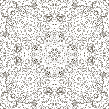 Mandala coloring. Zentangl seamless ornament. Relax. Oriental pattern