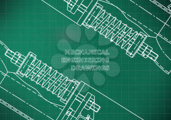 Mechanical engineering drawings. Background for inscription. Corporate Identity. Cover. Light green. Grid