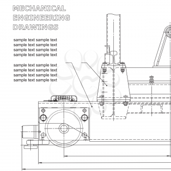 Mechanical engineering drawings on a white background