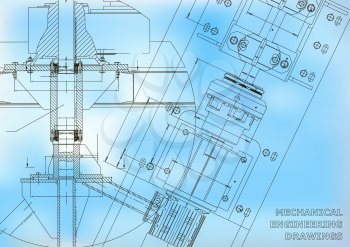 Mechanical engineering drawings. Technical Design. Blueprints. Blue
