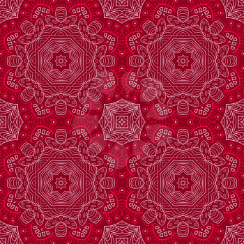 Seamless doodle pattern. Ethnic red motives