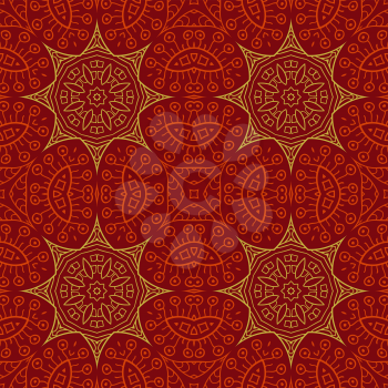 Seamless ornament, background. Ethnic orange motives. Zentagl