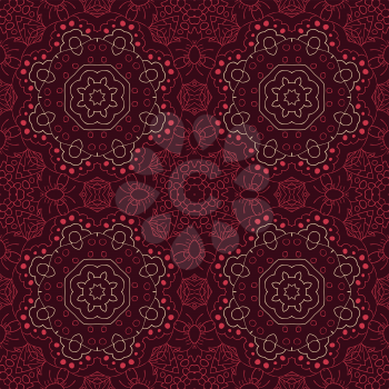 Mandala. Zentangl seamless ornament. Relax, meditation. Red