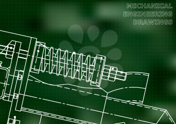 Mechanical engineering drawings. Background for inscription. Cover, Corporate Identity. Green. Points