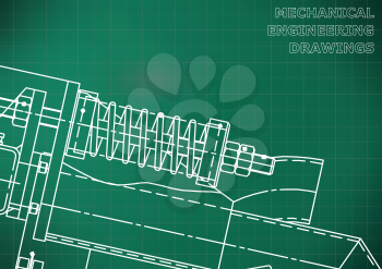 Mechanical engineering drawings. Background for inscription. Cover, Corporate Identity. Light green. Grid