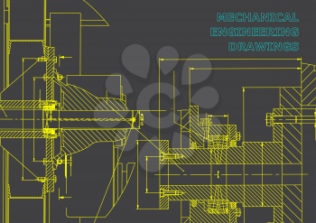 Technical illustration. Mechanical engineering. Backgrounds of engineering subjects. Technical design. Instrument making. Cover. Gray