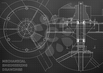Mechanical engineering drawing. Black background. Points