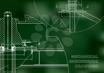 Mechanical engineering. Technical illustration. Green background. Points