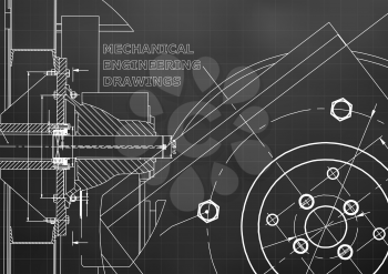 Technical illustration. Mechanical engineering. Background. Black background. Grid