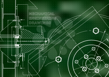 Technical illustration. Mechanical engineering. Background. Green background. Points
