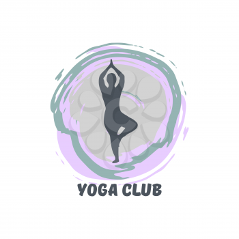 Abstract logo for yoga club. Sports, gymnastics, yoga. Pastel shades. Girl