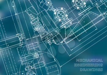 Blueprint. Vector engineering drawings. Mechanical instrument making. Technical abstract Blue background. Technical illustration, cover, banner