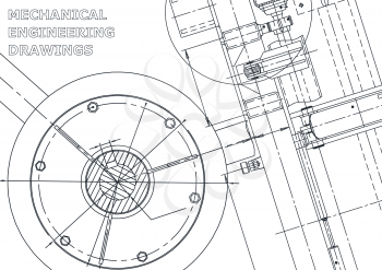 Cover, flyer, banner. Vector engineering illustration. Blueprint, background. Instrument-making drawings. Mechanical engineering drawing. Technical