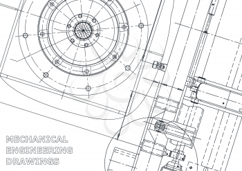 Cover, flyer. Vector engineering illustration. Blueprint, banner, background. Instrument-making drawings. Mechanical drawing