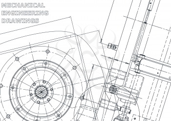 Cover. Vector engineering illustration. Blueprint, flyer, banner, background. Instrument-making drawings. Mechanical