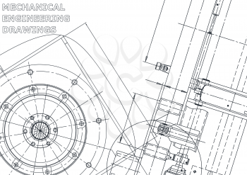 Cover. Vector engineering illustration. Blueprint, flyer, banner, background. Instrument-making drawings. Mechanical engineering drawing Technical illustrations background