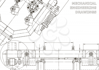 Mechanical instrument making. Technical illustration. Blueprint, cover, banner. Vector engineering drawings Technical abstract backgrounds
