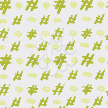 Seamless pattern. Hand drawing. Acrylic paints, brushes. Background for your creativity. Modern background. Hash tag. hash sign. Green Tones
