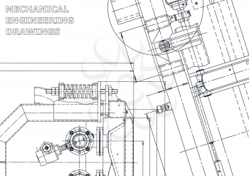 Sketch. Vector engineering illustration. Cover, flyer, banner, background. Instrument-making drawing