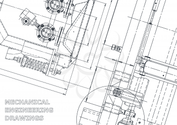 Sketch. Vector engineering illustration. Cover, flyer, banner, background. Instrument-making drawings Mechanical engineering drawing Technical