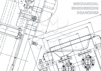 Sketch. Vector engineering illustration. Cover, flyer, banner, background. Instrument-making drawings. Mechanical engineering drawing. Technical illustrations