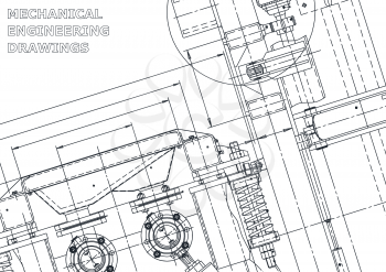 Sketch. Vector engineering illustration. Cover, flyer, banner, background. Instrument-making drawings. Mechanical engineering drawing. Technical illustrations backgrounds Blueprint outline plan