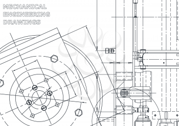 Vector engineering illustration. Computer aided design systems. Instrument-making drawings. Mechanical engineering drawing. Technical illustrations
