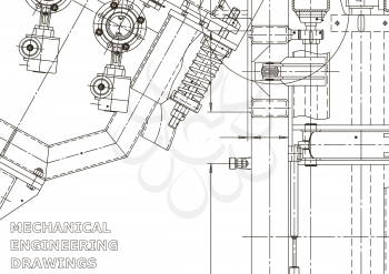 Vector engineering illustration. Mechanical engineering drawing. Instrument-making drawings. Computer aided design systems. Technical illustrations