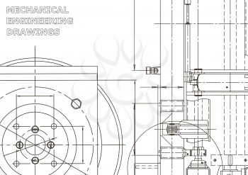 Vector engineering illustration. Computer aided design systems. Instrument-making drawings. Mechanical engineering drawing. Technical illustrations, backgrounds. Blueprint