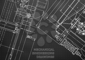 Vector illustration. Computer aided design system. Instrument-making. Black background. Points