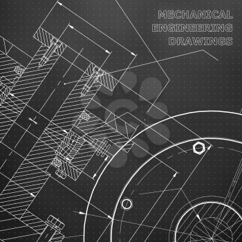 Black background. Points. Technical illustration. Mechanical engineering. Technical design. Instrument making. Cover, banner
