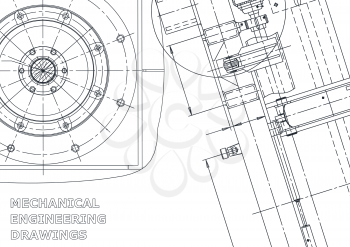 Blueprint, Sketch. Vector engineering illustration. Cover, flyer, banner, background. Instrument-making drawings. Mechanical