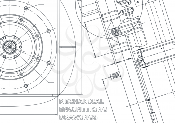 Blueprint. Vector engineering illustration. Cover, flyer, banner, background. Instrument-making drawings. Mechanical