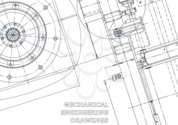 Blueprint. Vector engineering illustration. Cover, flyer, banner, background. Instrument-making drawings. Mechanical engineering drawing. Technical
