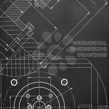 Mechanics. Technical design. Engineering. Mechanical Corporate Identity. Black background. Grid
