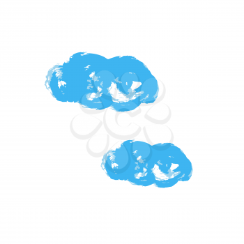 Clouds icon. Hand drawing paint, brush drawing. Isolated on a white background. Doodle grunge style icon. Outline icon, cartoon illustration