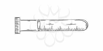 Contour medical icons. Vector illustration in hand draw style. Isolated. Medical tools. Test tube