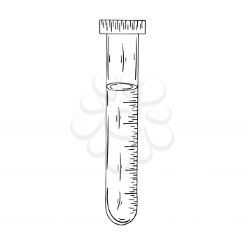 Contour medical icons. Vector illustration in hand draw style. Isolated on white background. Medical tools. Test tube