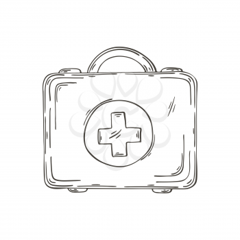 Contour Medical icon. Vector illustration in hand draw style. Image isolated on white background. Medical instrument. Medical case