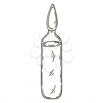 Contour Medical icon. Vector illustration in hand draw style. Isolated on white background. Medical instrument. Glass vials with medications and drugs