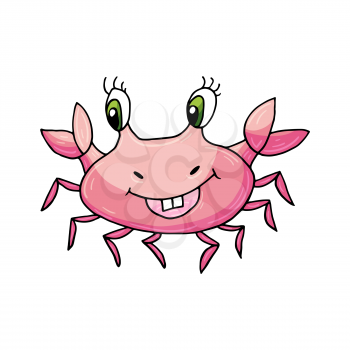 Crab. Marine theme icon in hand draw style. Cute childish illustration of sea life. Icon, badge, sticker, print for clothes