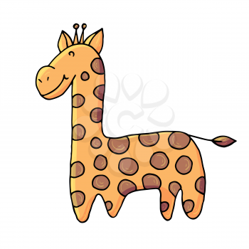 Giraffe. Marine theme icon in hand draw style. Cute childish illustration of sea life. Icon, badge, sticker, print for clothes
