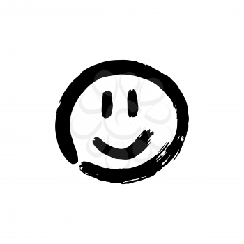 Hand drawing paint, brush drawing. Isolated on a white background. Doodle grunge style icon. Decorative. Outline, line icon, cartoon illustration. Smiley, smile icon