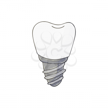 Medical icon. Vector illustration in hand draw style. Image isolated on white background. Medical instrument. Denture