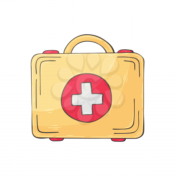 Medical icon. Vector illustration in hand draw style. Image isolated on white background. Medical instrument. Medical case