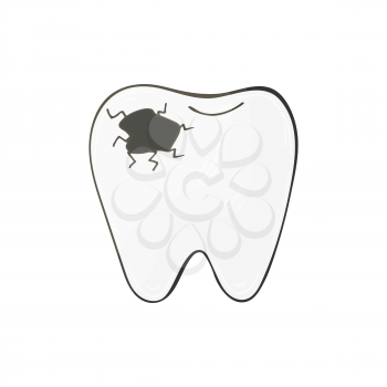 Medical icon. Vector illustration in hand draw style. The image is isolated on a white background. Medical instrument. Sore tooth. Caries